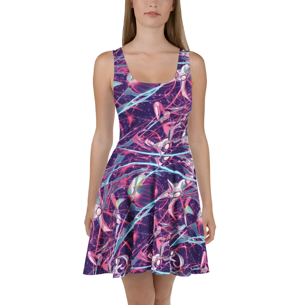 Neo-Tokyo Twirl on Skater Dress — Front