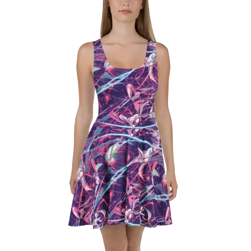 Neo-Tokyo Twirl on a Skater Dress