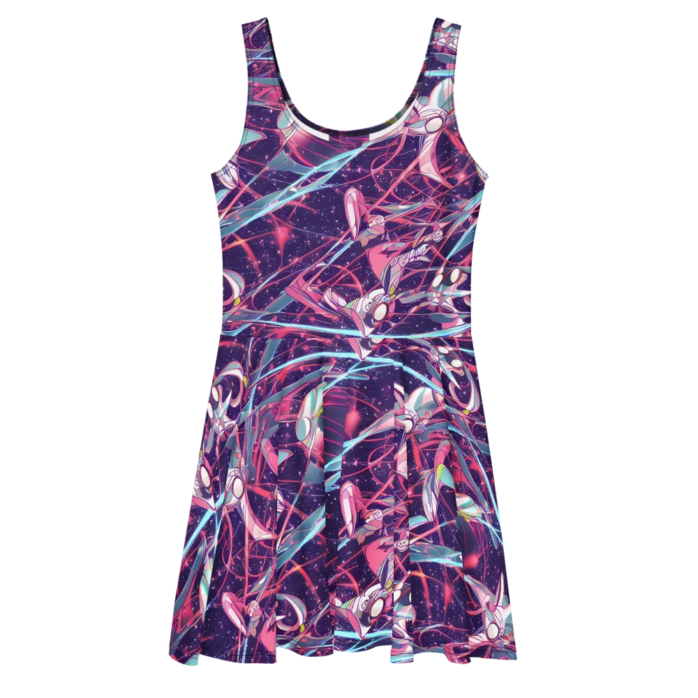 Neo-Tokyo Twirl on Skater Dress — Front