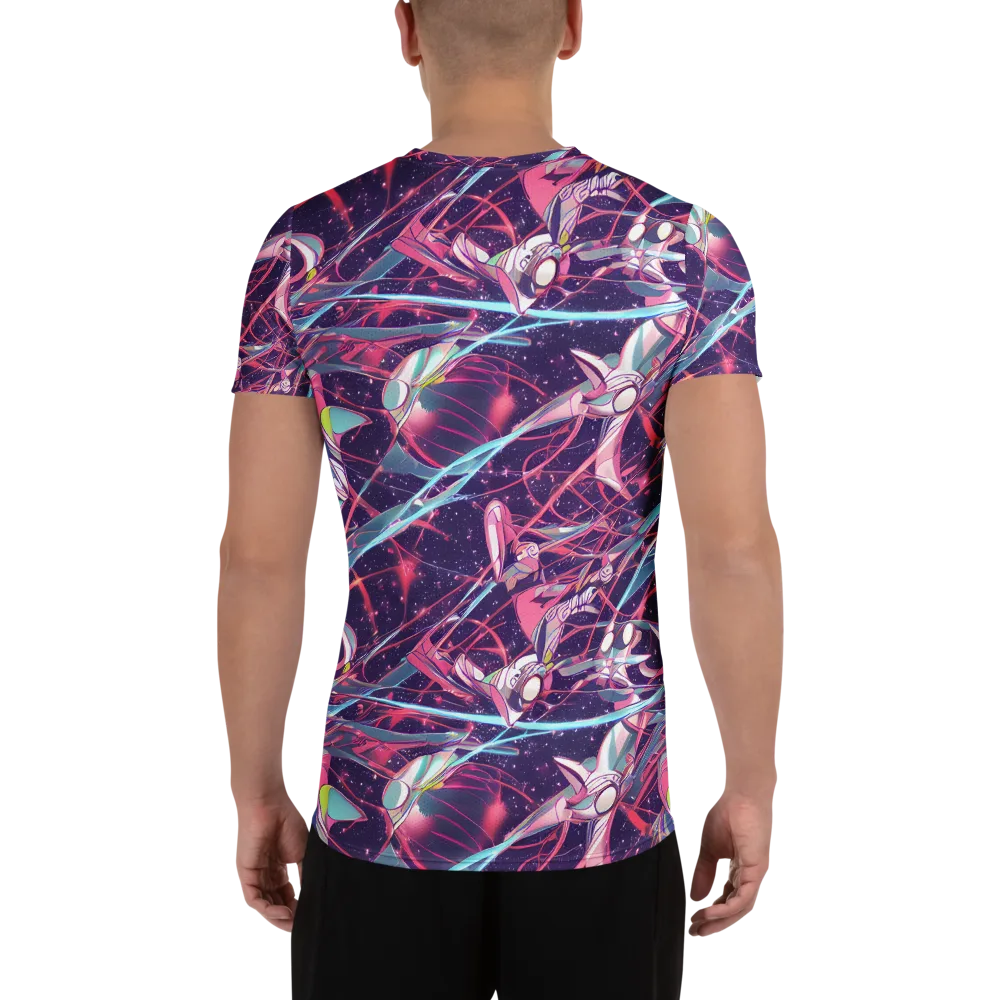 Neo-Tokyo Twirl on Men's Athletic T-Shirt — Back