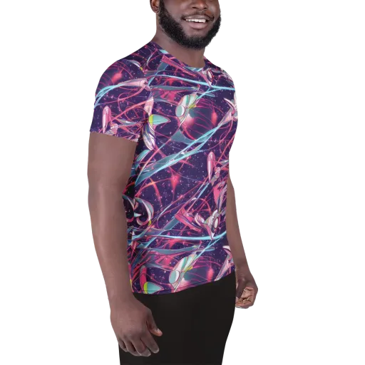 Neo-Tokyo Twirl on a Men's Athletic T-Shirt