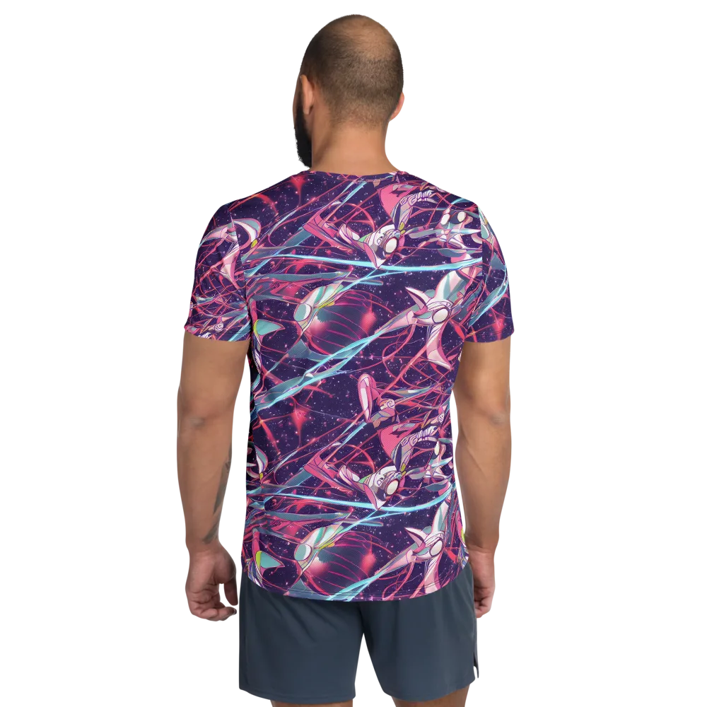 Neo-Tokyo Twirl on Men's Athletic T-Shirt — Back