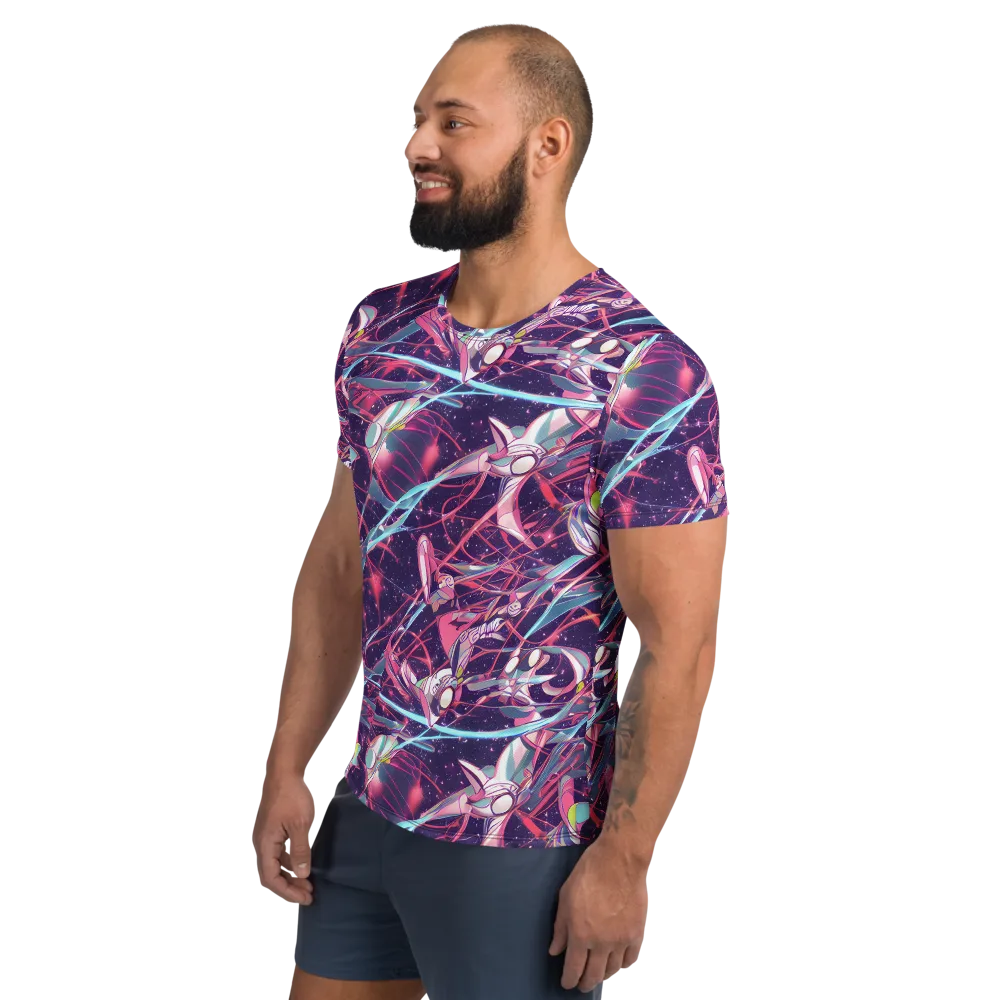 Neo-Tokyo Twirl on Men's Athletic T-Shirt — Left