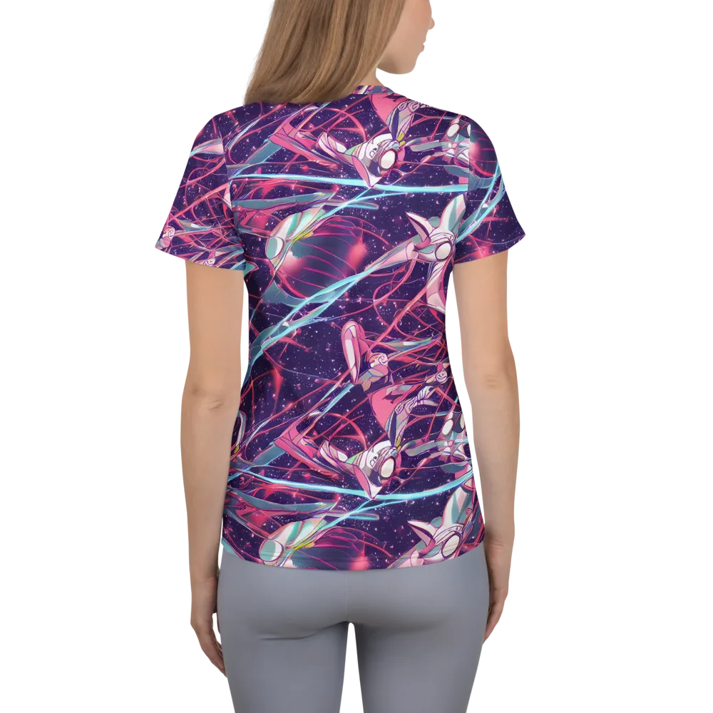 Neo-Tokyo Twirl on Women's Athletic T-Shirt — Back