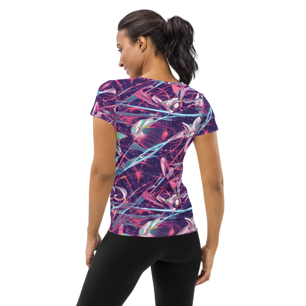 Neo-Tokyo Twirl on Women's Athletic T-Shirt — Back