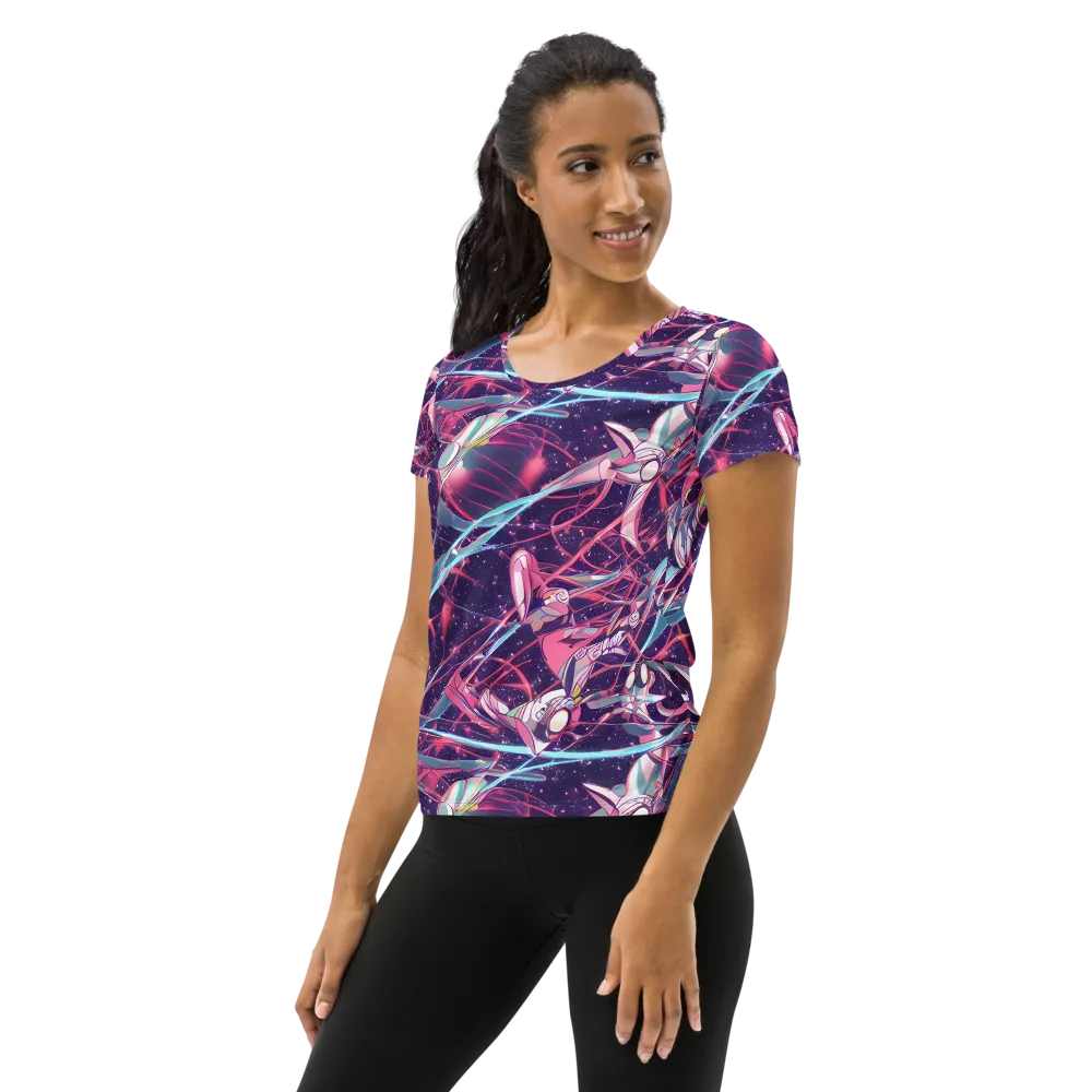 Neo-Tokyo Twirl on Women's Athletic T-Shirt — Left