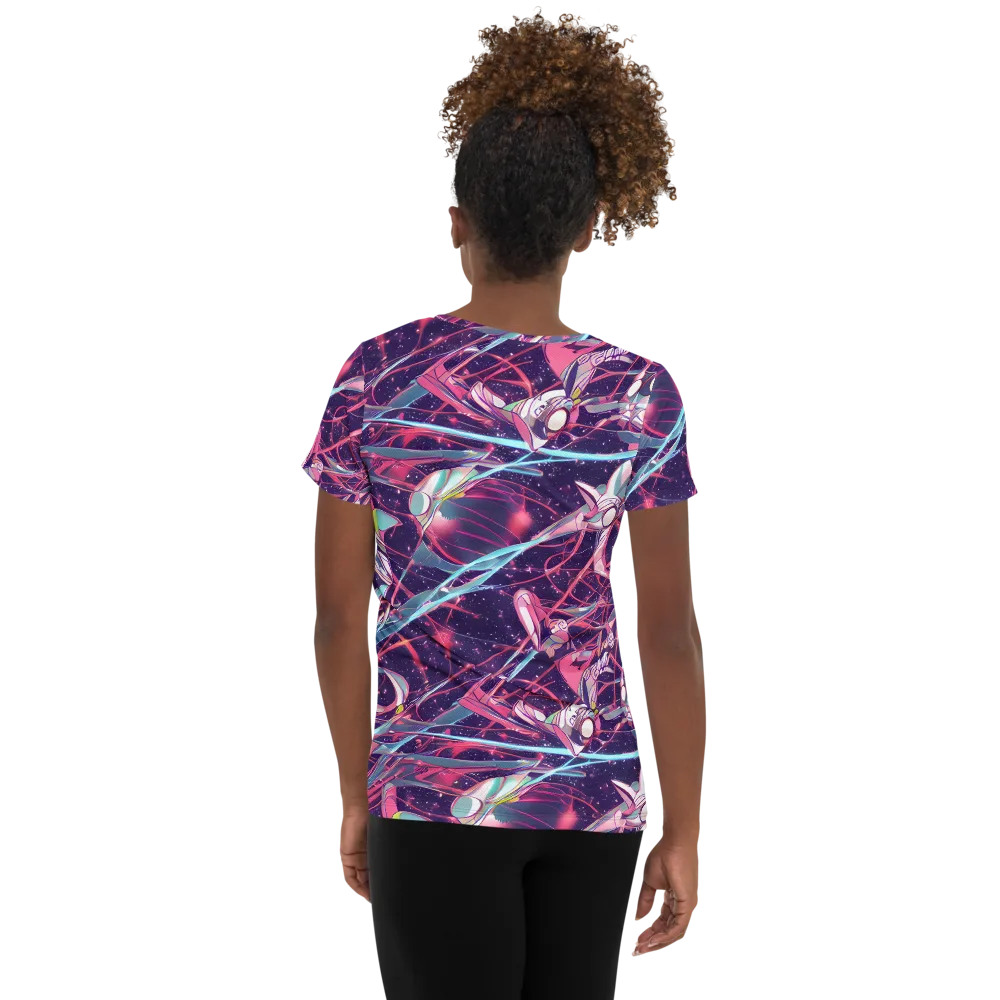 Neo-Tokyo Twirl on Women's Athletic T-Shirt — Back