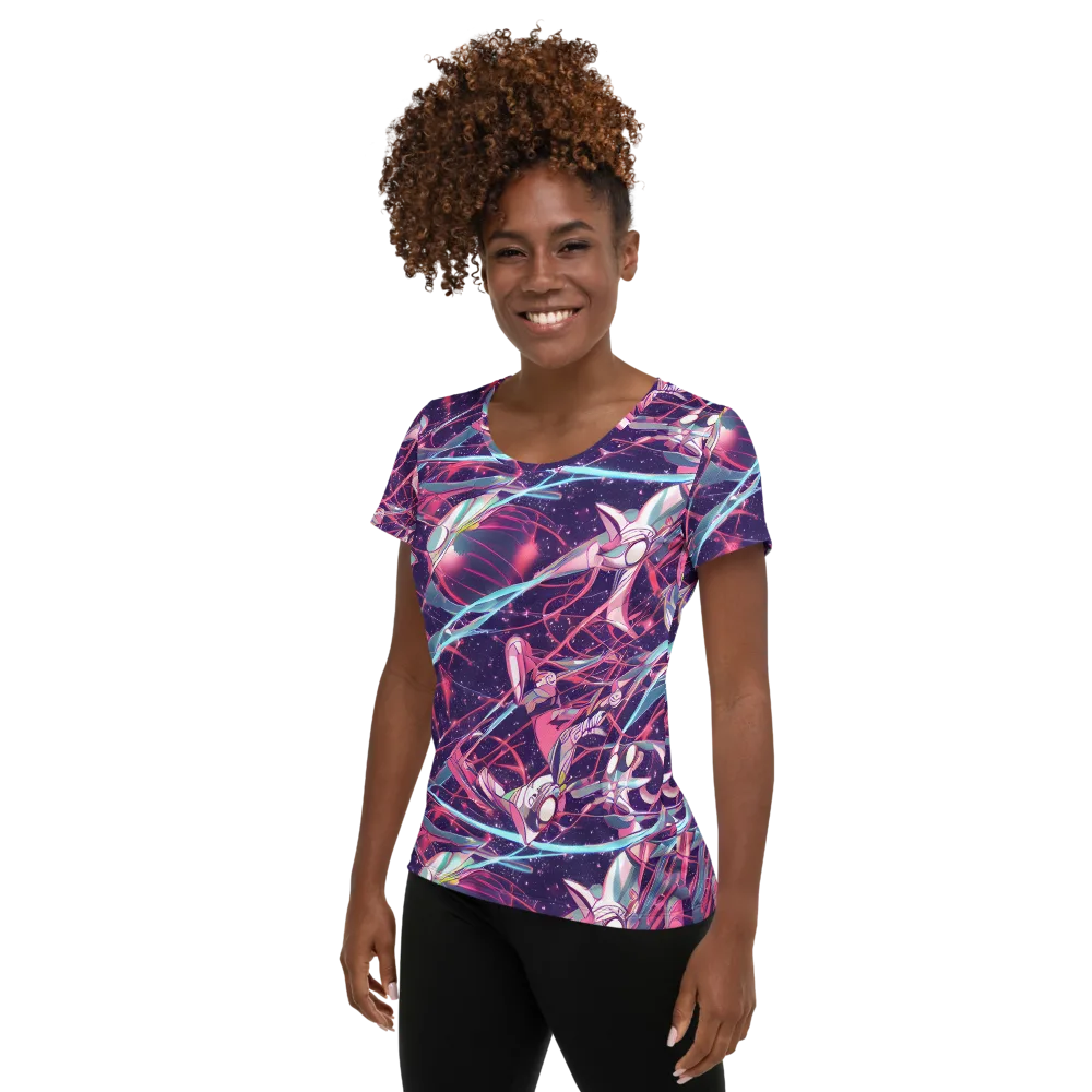 Neo-Tokyo Twirl on Women's Athletic T-Shirt — Left