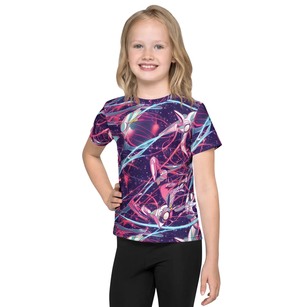 Neo-Tokyo Twirl on Kids Crew Neck T-Shirt — Front