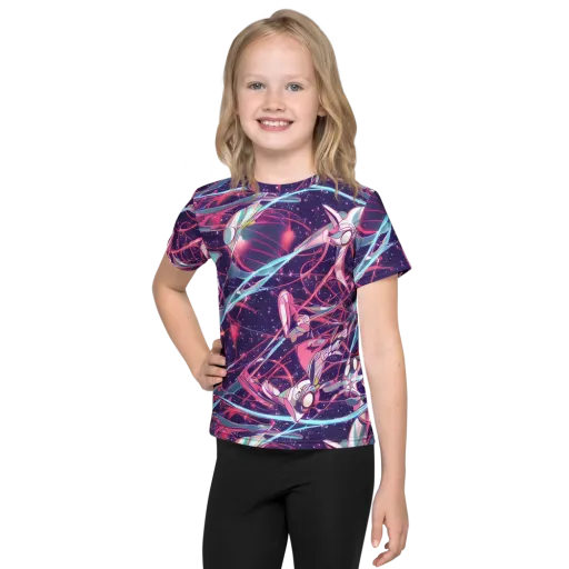 Neo-Tokyo Twirl on a Kids Crew Neck T-Shirt