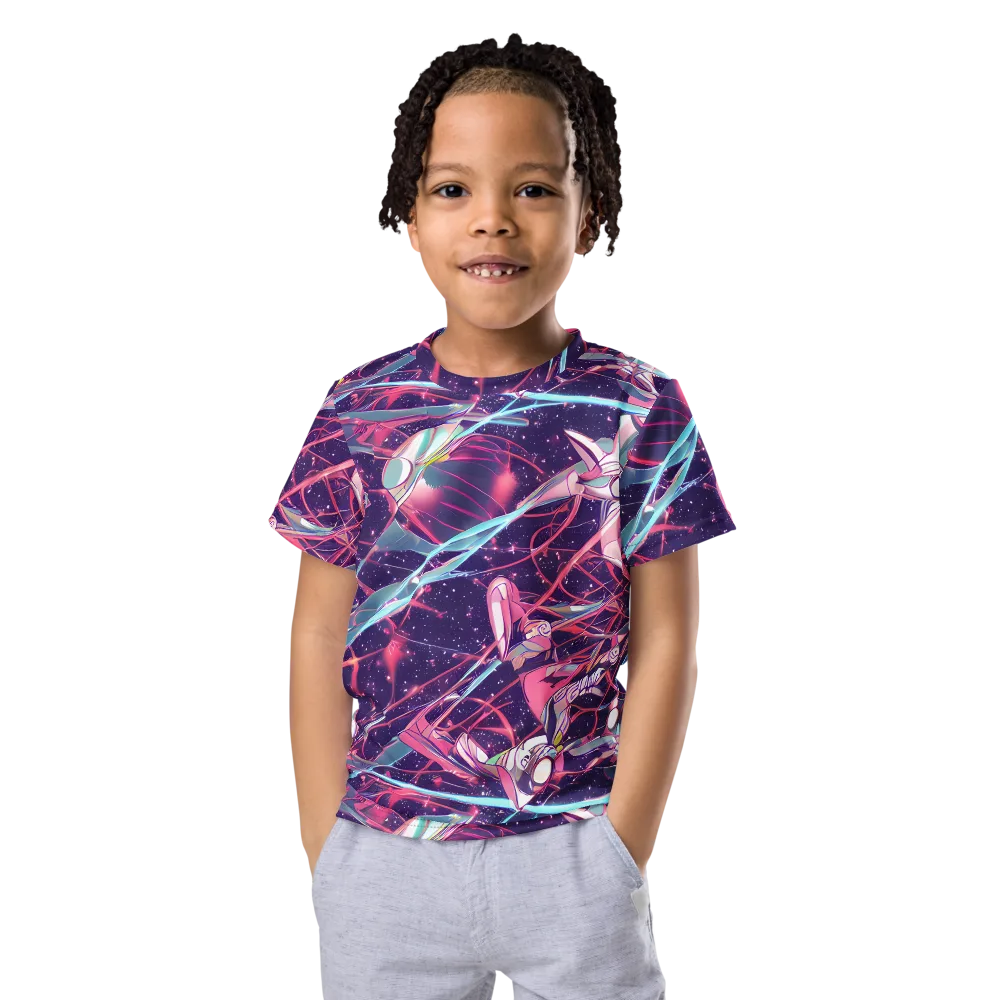Neo-Tokyo Twirl on Kids Crew Neck T-Shirt — Front