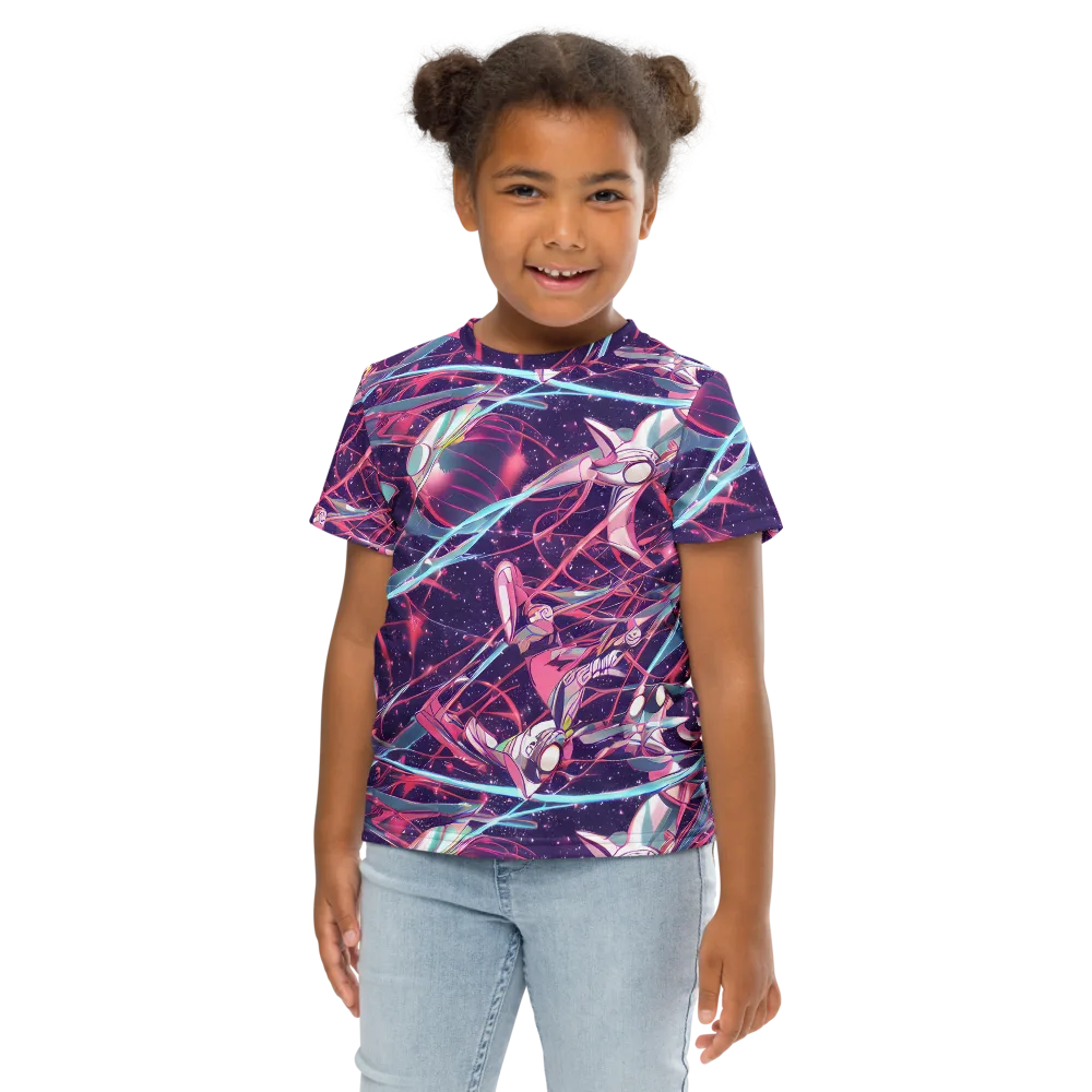 Neo-Tokyo Twirl on Kids Crew Neck T-Shirt — Front