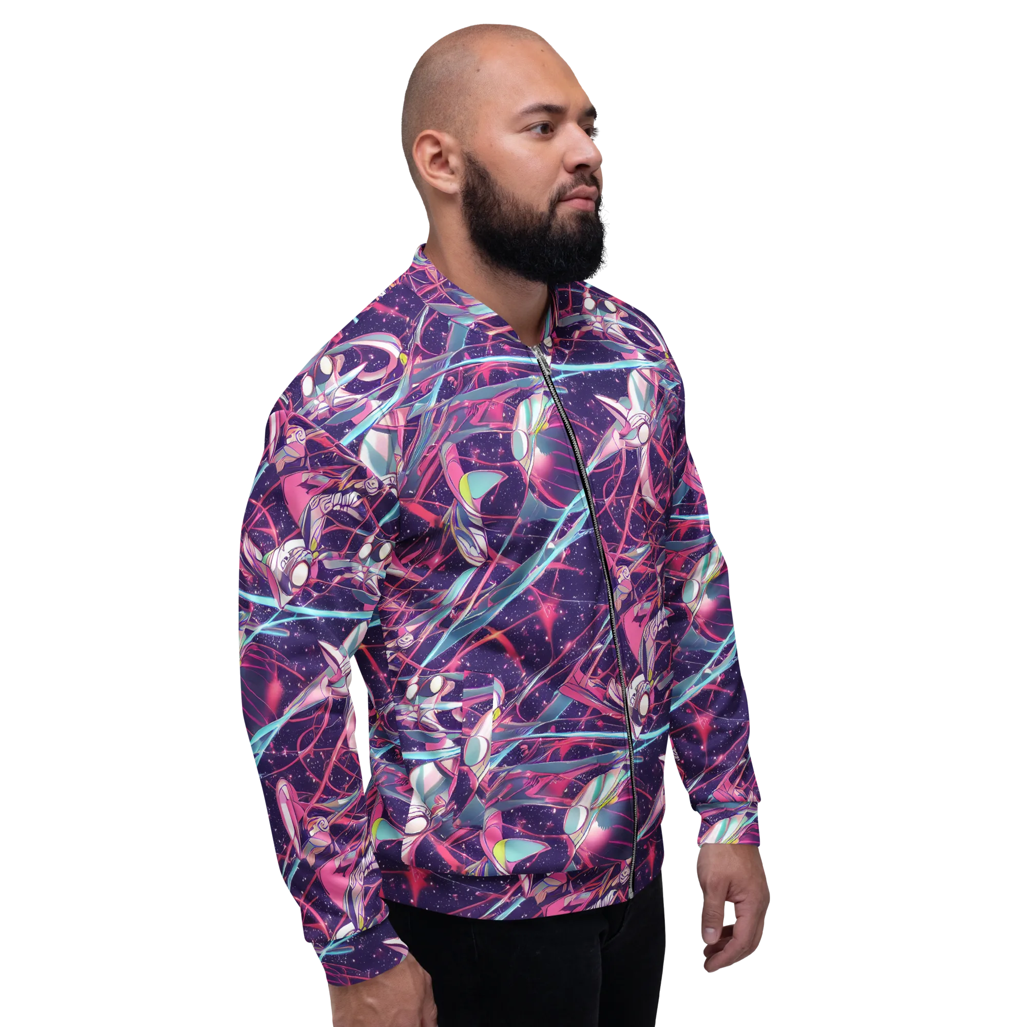 Neo-Tokyo Twirl on Bomber Jacket — Right