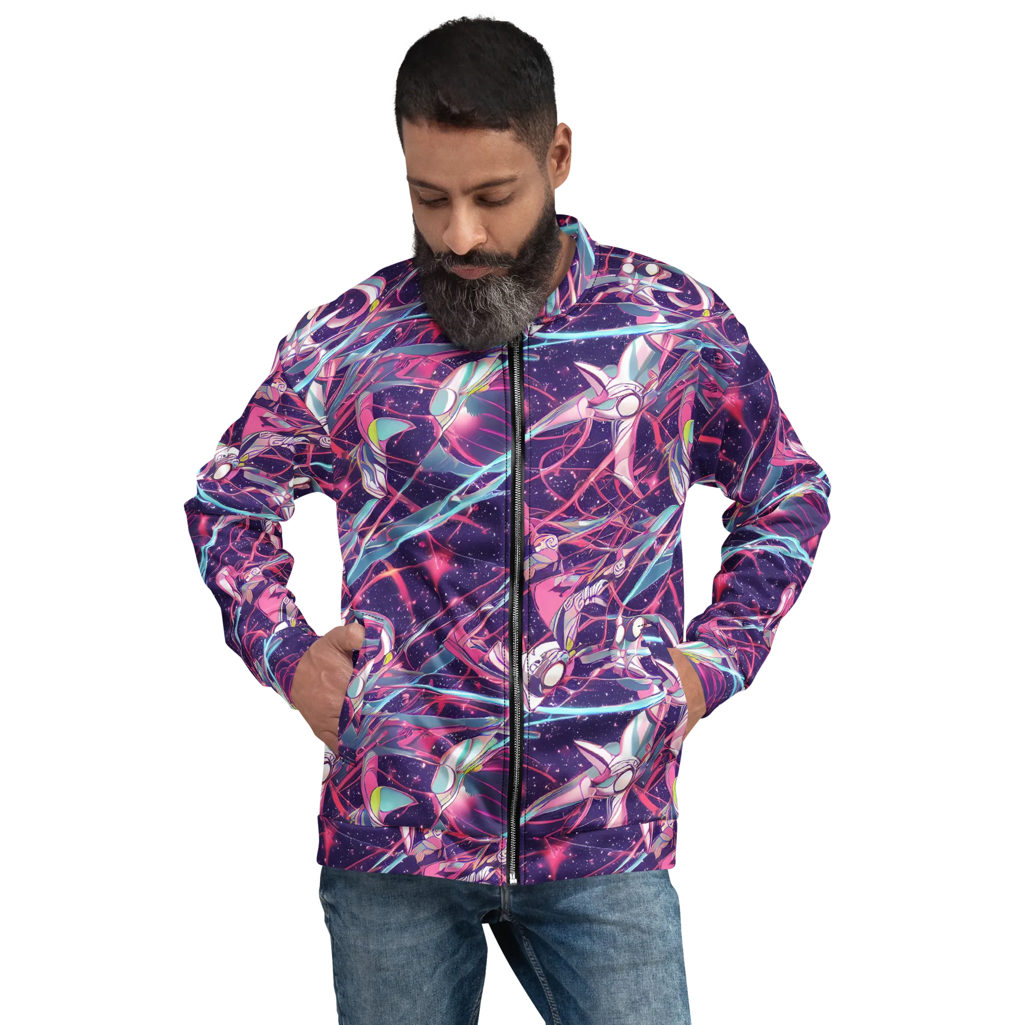 Neo-Tokyo Twirl on Bomber Jacket — Front