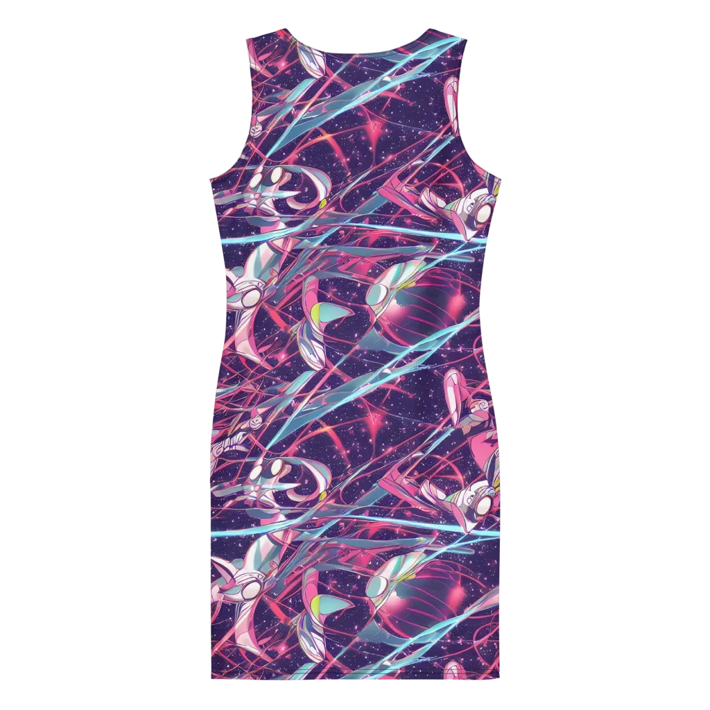 Neo-Tokyo Twirl on Bodycon Dress — Back