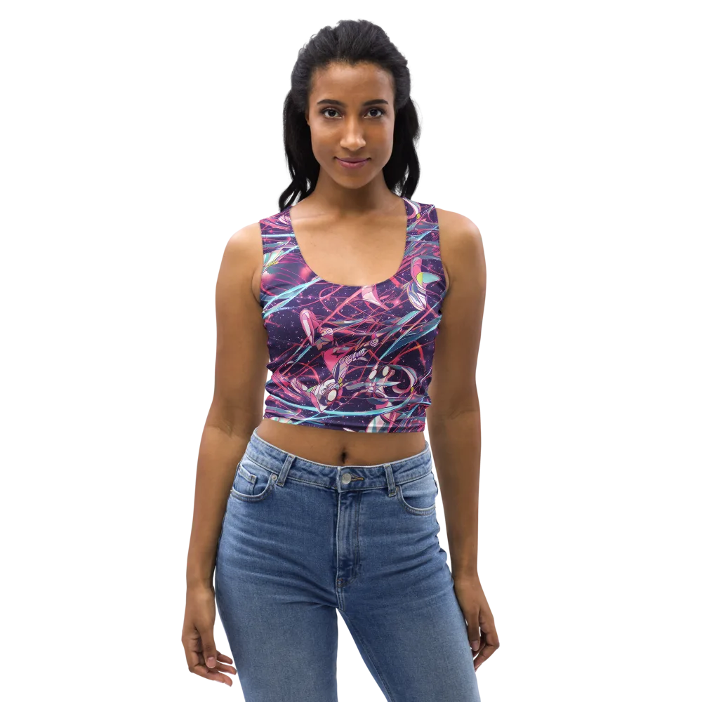 Neo-Tokyo Twirl on Crop Top — Front
