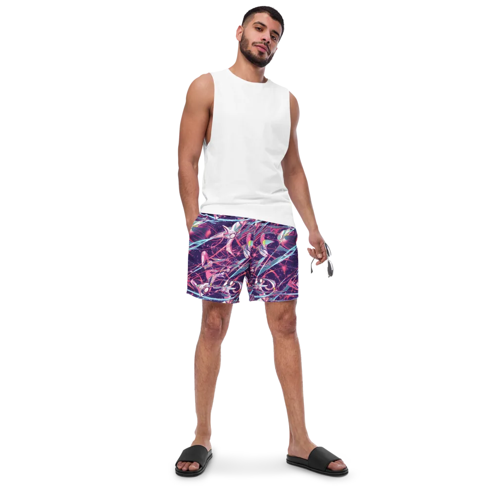 Neo-Tokyo Twirl on Swim Trunks — Front