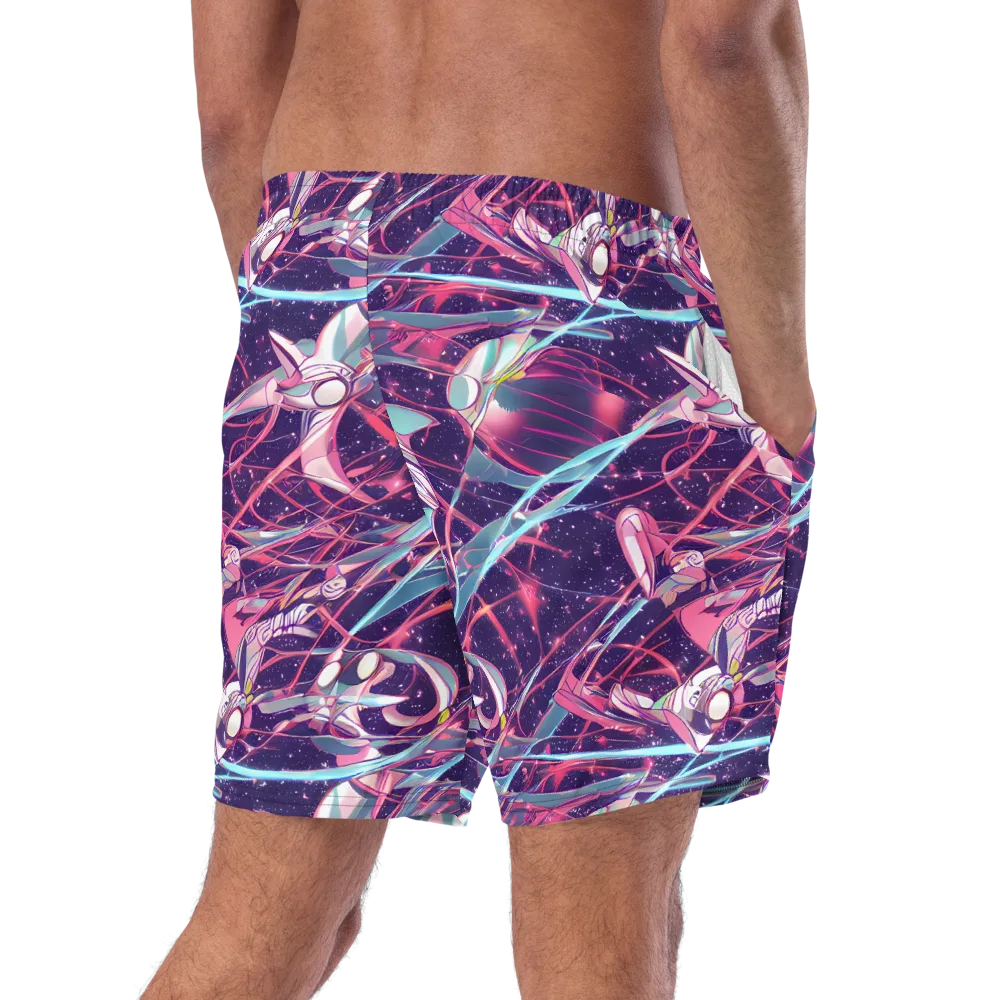 Neo-Tokyo Twirl on Swim Trunks — Right Back