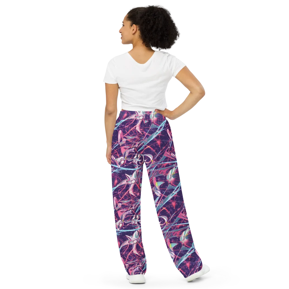 Neo-Tokyo Twirl on Wide-Leg Pants — Back