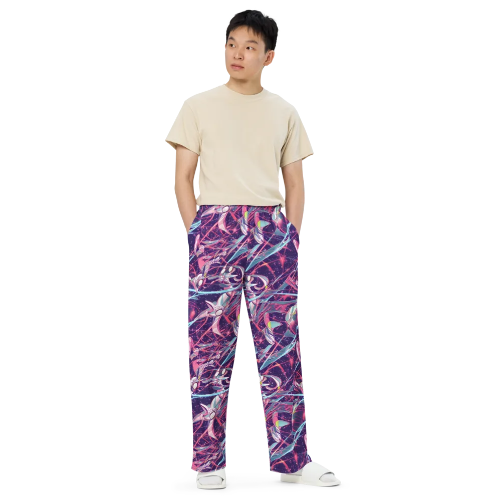 Neo-Tokyo Twirl on Wide-Leg Pants — Front