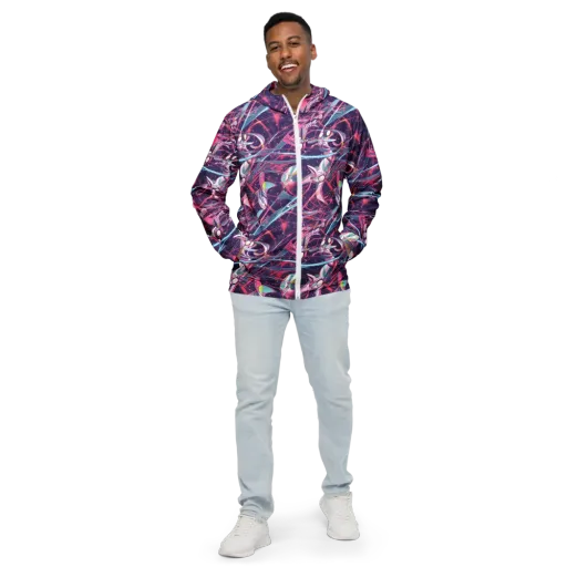 Neo-Tokyo Twirl on a Men's Windbreaker