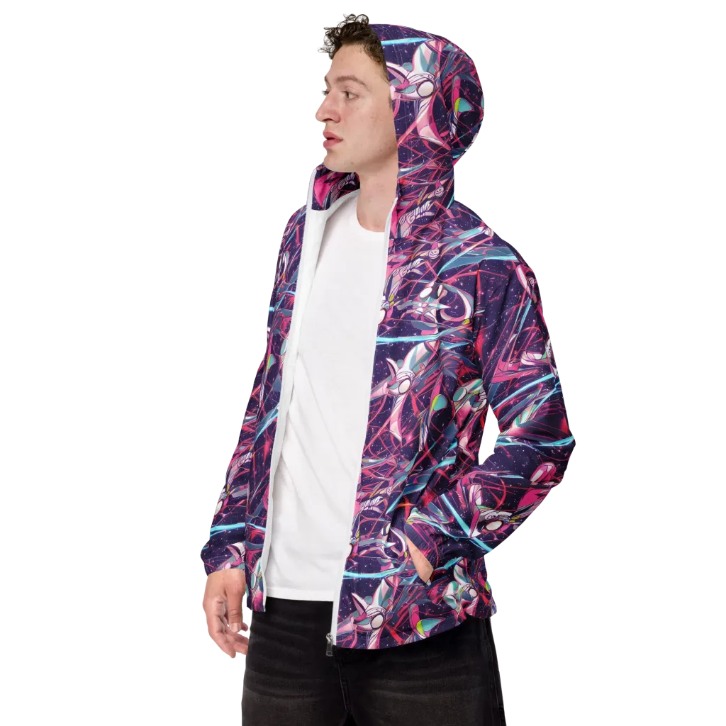 Neo-Tokyo Twirl on Men's Windbreaker — Left Front