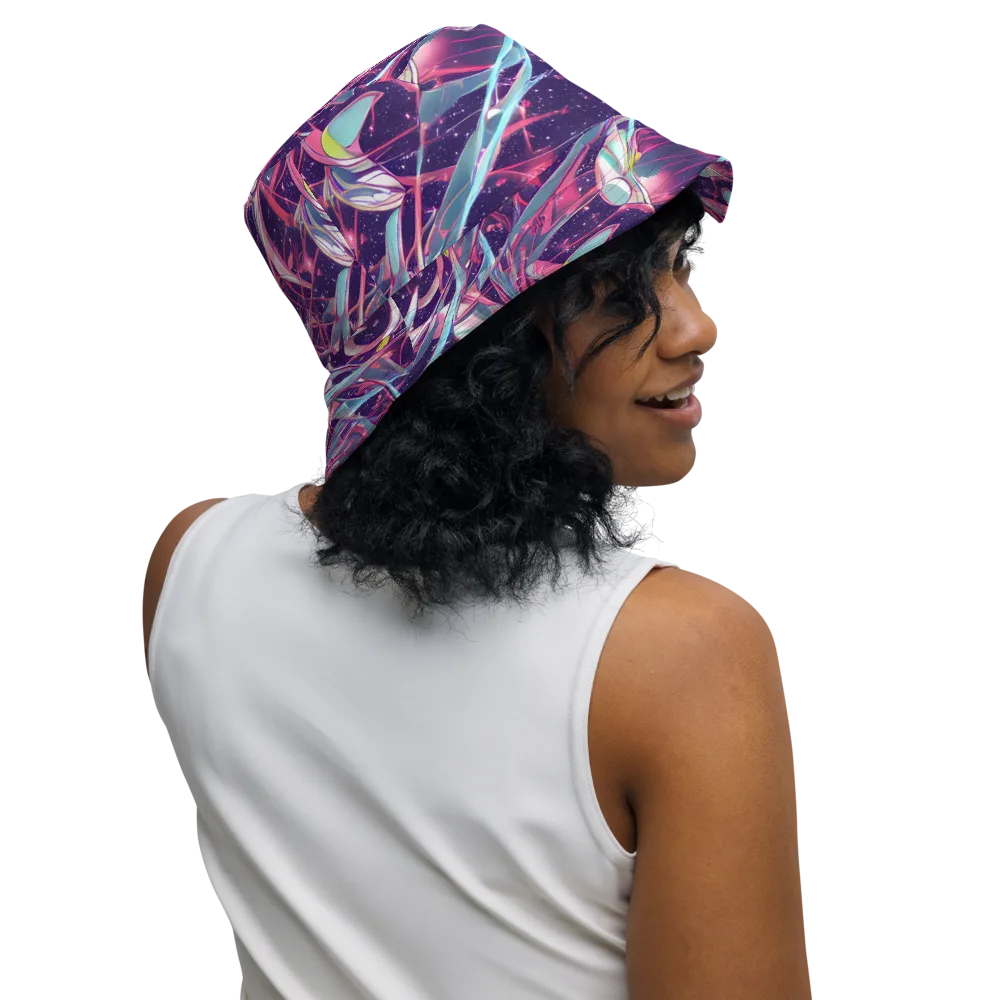 Neo-Tokyo Twirl on Reversible Bucket Hat — Right Outside