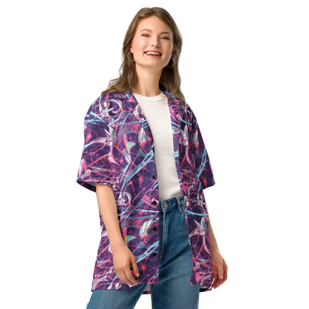 Neo-Tokyo Twirl on Button Shirt — Front