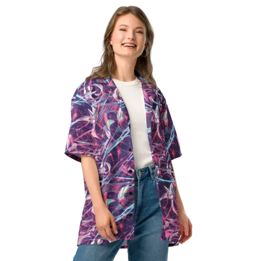 Neo-Tokyo Twirl on a Button Shirt