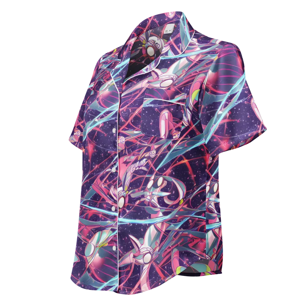 Neo-Tokyo Twirl on Women's Short Sleeve Pajama Top — Left Front