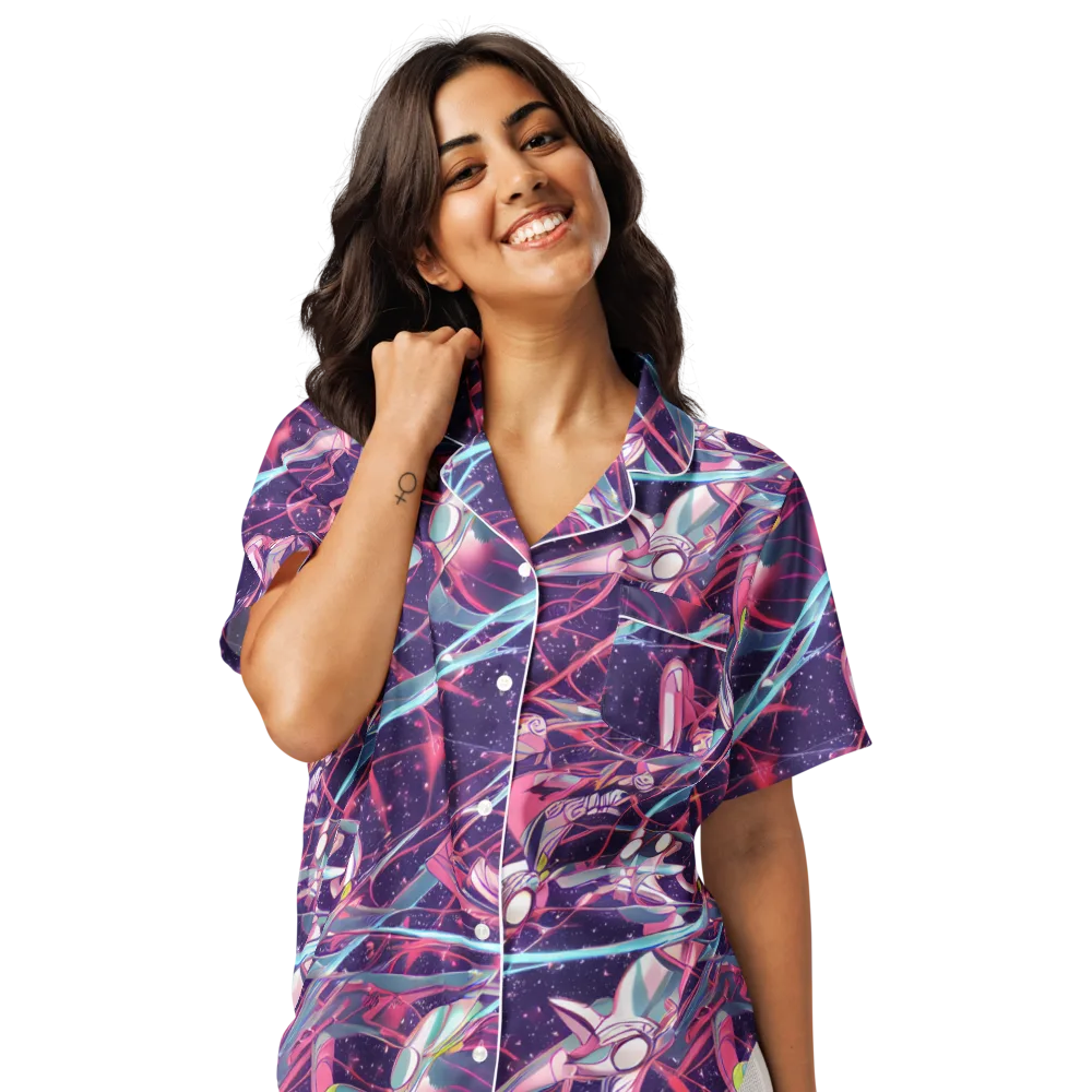 Neo-Tokyo Twirl on Women's Short Sleeve Pajama Top — Front