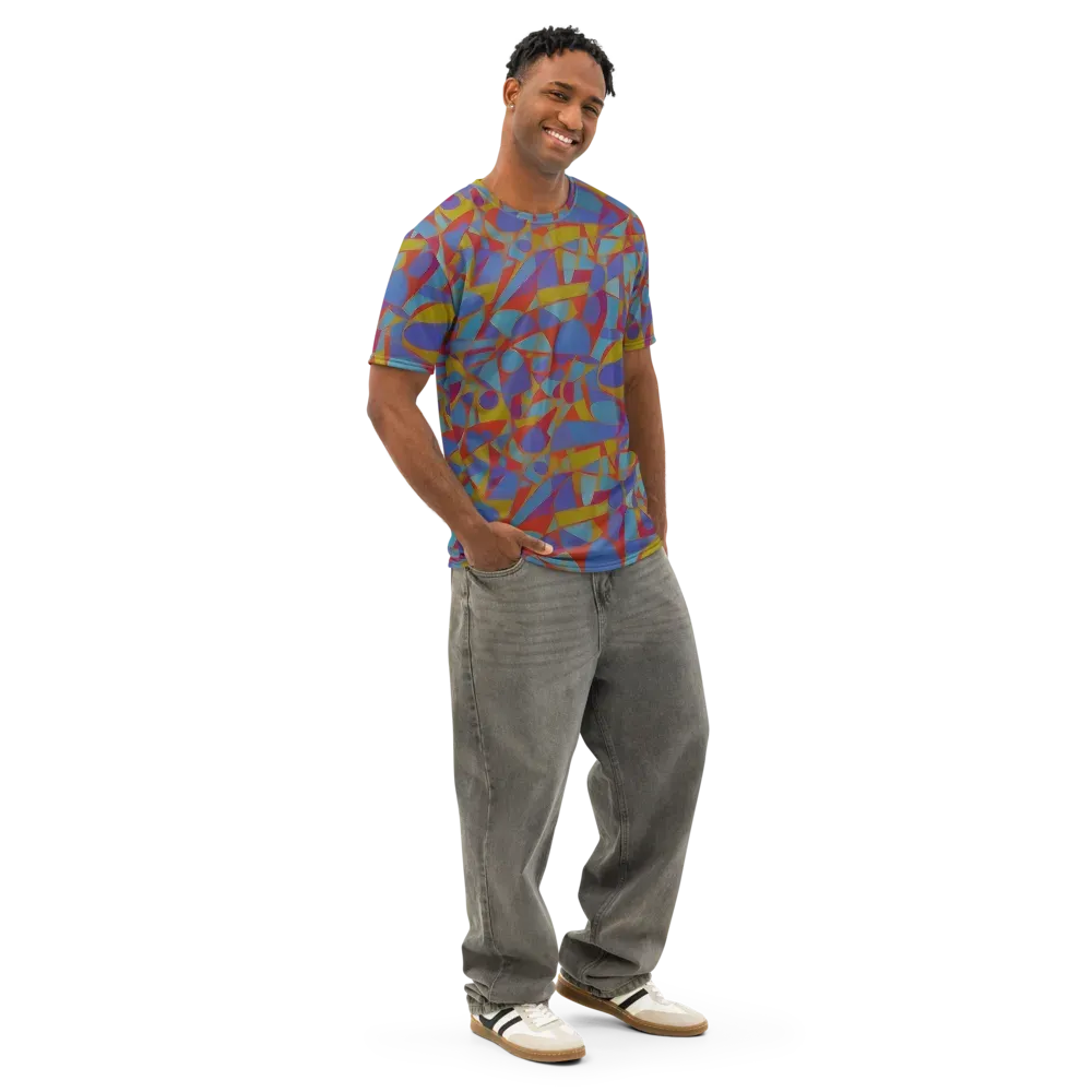 Prism Circuit on Men's Cotton Crew Neck T-Shirt — Right Front