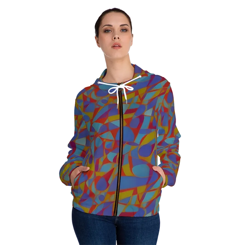 Prism Circuit on Women's Full-Zip Hoodie — Front On Person