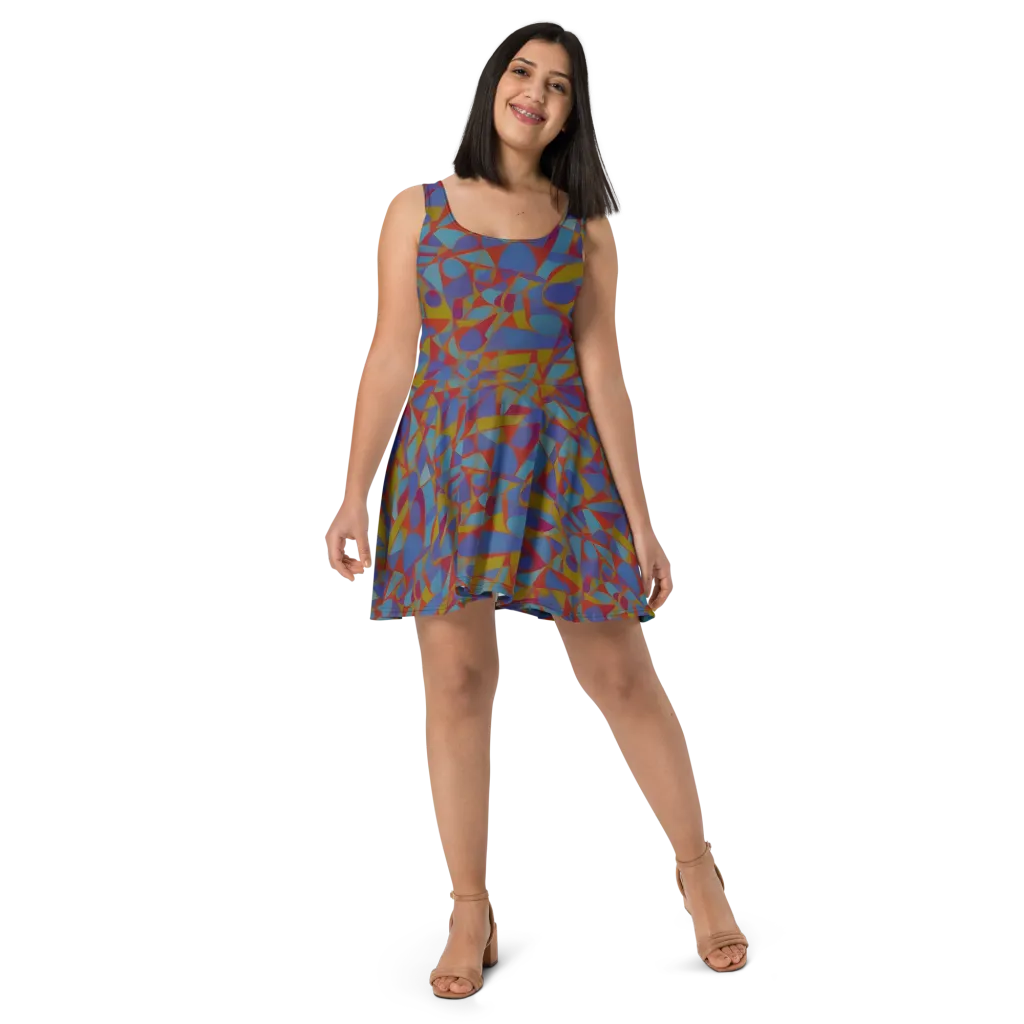 Prism Circuit on Skater Dress — Front