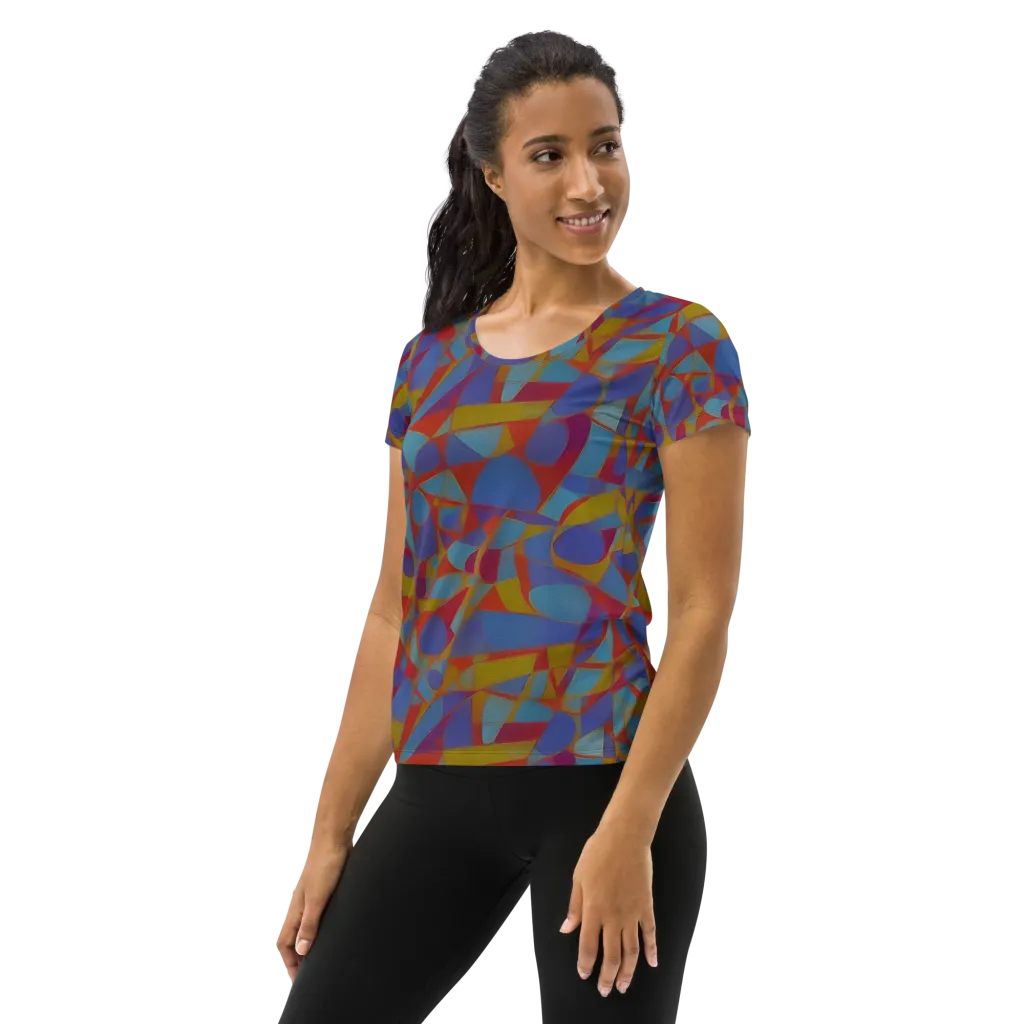 Prism Circuit on Women's Athletic T-Shirt — Left