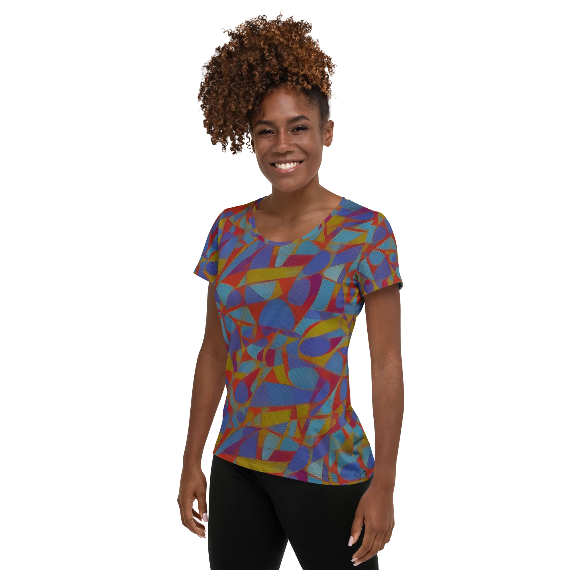 Prism Circuit on Women's Athletic T-Shirt — Left