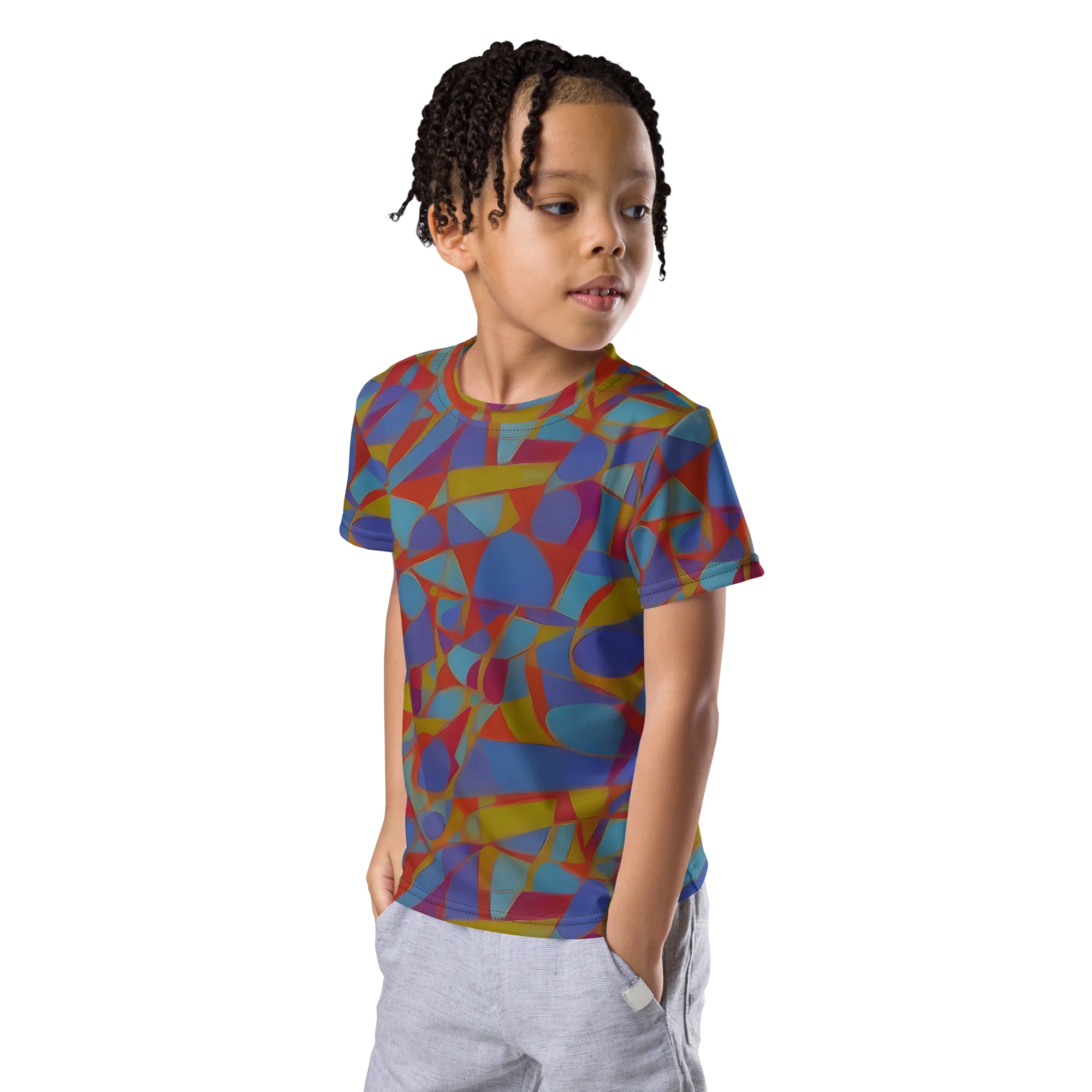 Prism Circuit on Kids Crew Neck T-Shirt — Left Front