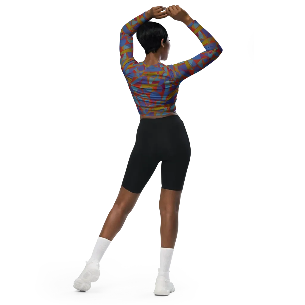 Prism Circuit on Long Sleeve Crop Top — Back