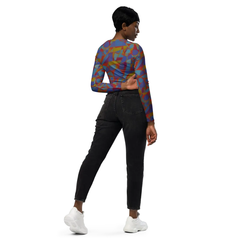 Prism Circuit on Long Sleeve Crop Top — Right Back