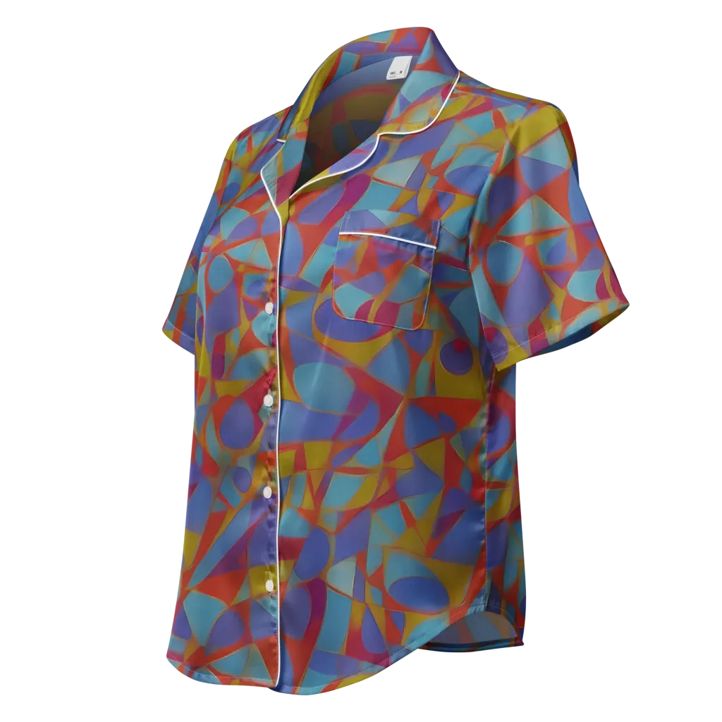 Prism Circuit on Women's Short Sleeve Pajama Top — Left Front