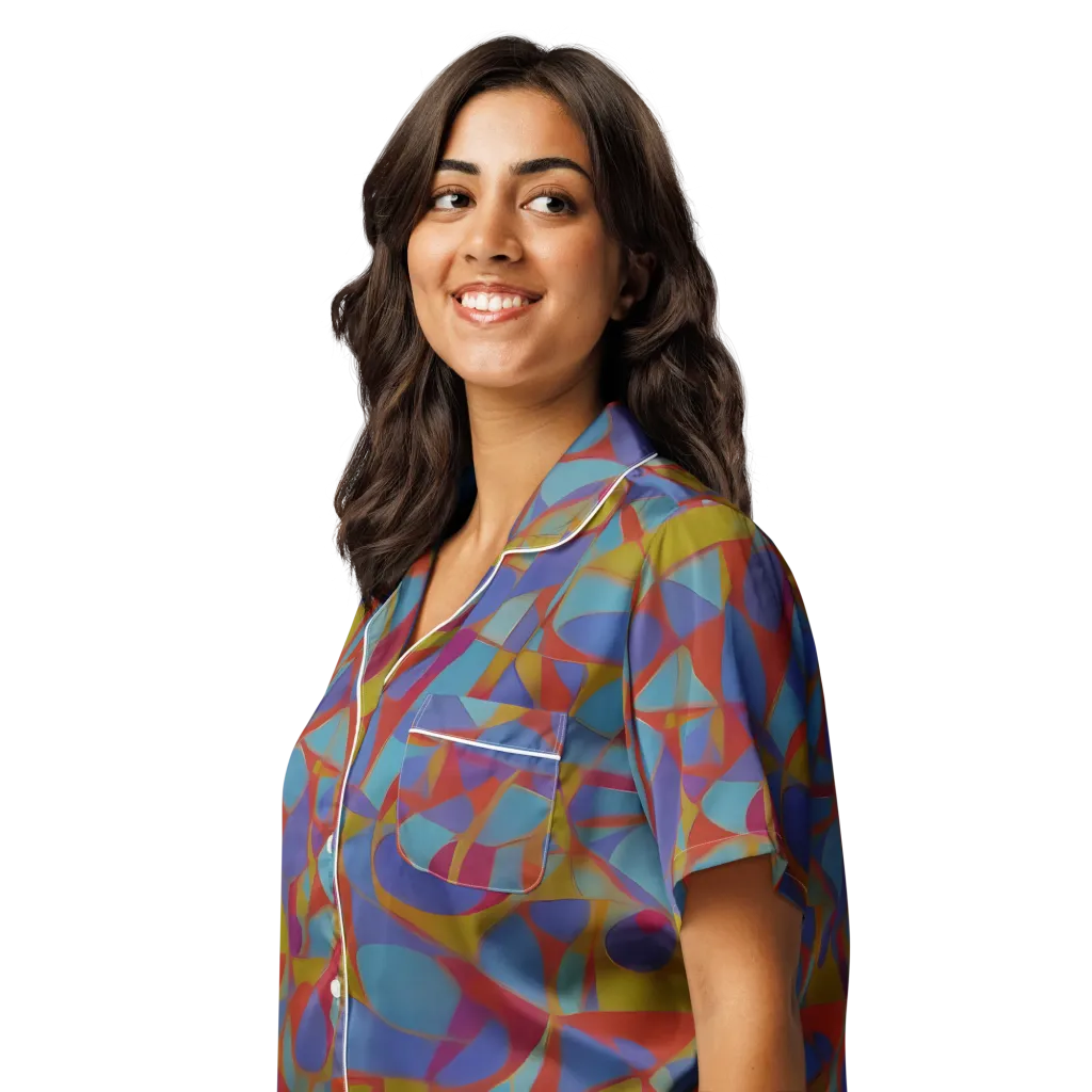 Prism Circuit on Women's Short Sleeve Pajama Top — Left Front