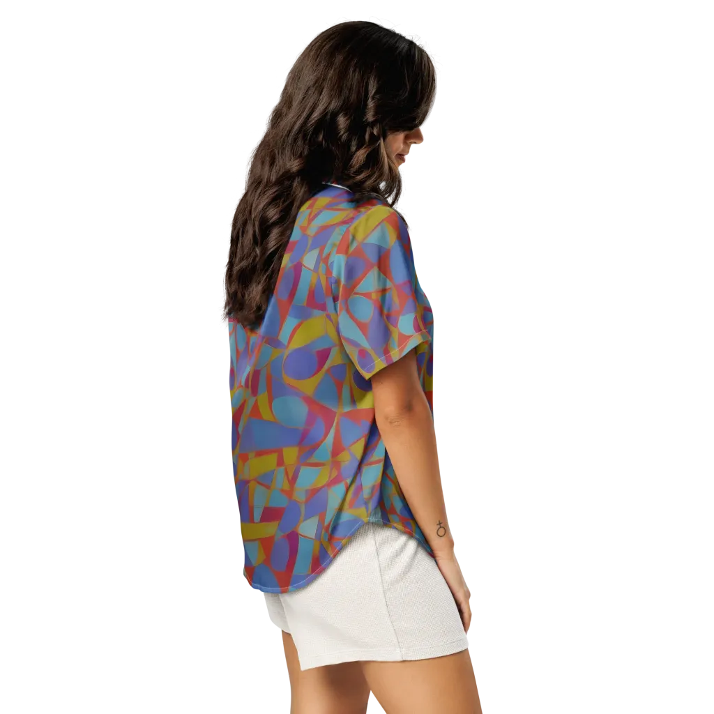 Prism Circuit on Women's Short Sleeve Pajama Top — Right Back
