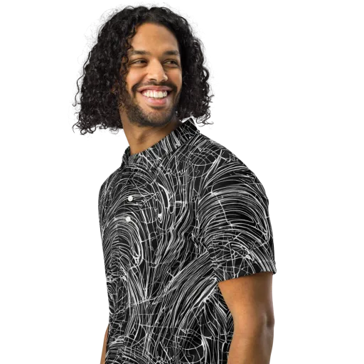 Biomech Spiral on a Men's Slim Fit Polo Shirt