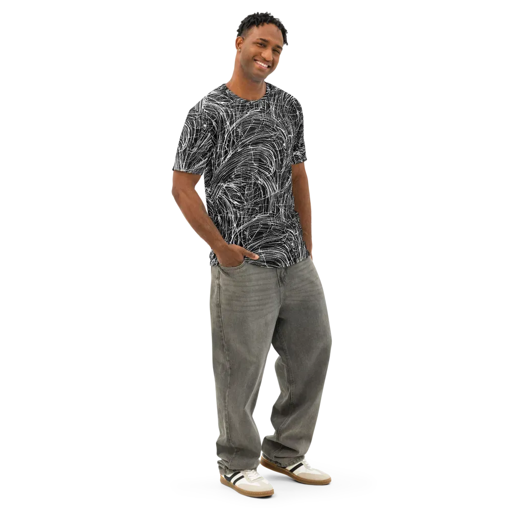 Biomech Spiral on Men's Cotton Crew Neck T-Shirt — Right Front