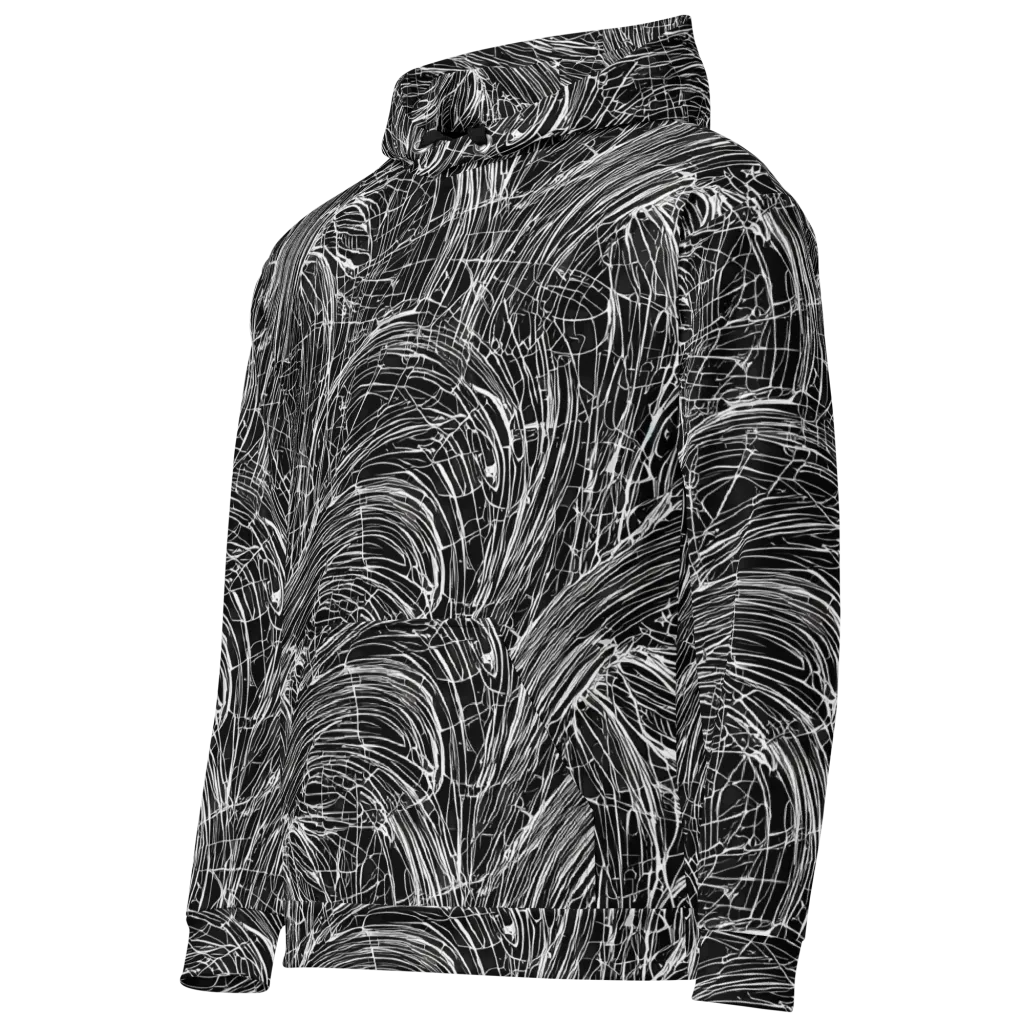 Biomech Spiral on Cotton Hoodie — Left Front