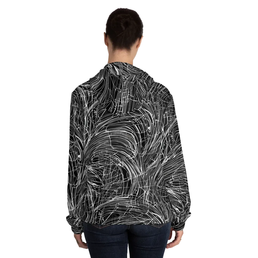 Biomech Spiral on Women's Full-Zip Hoodie — Back On Person