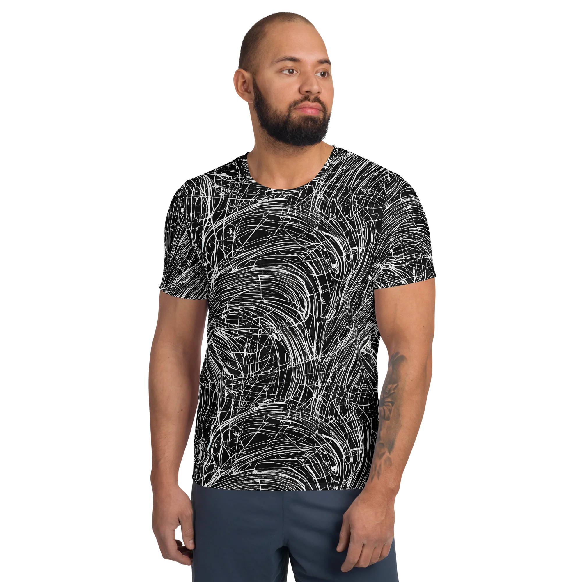 Biomech Spiral on Men's Athletic T-Shirt — Front