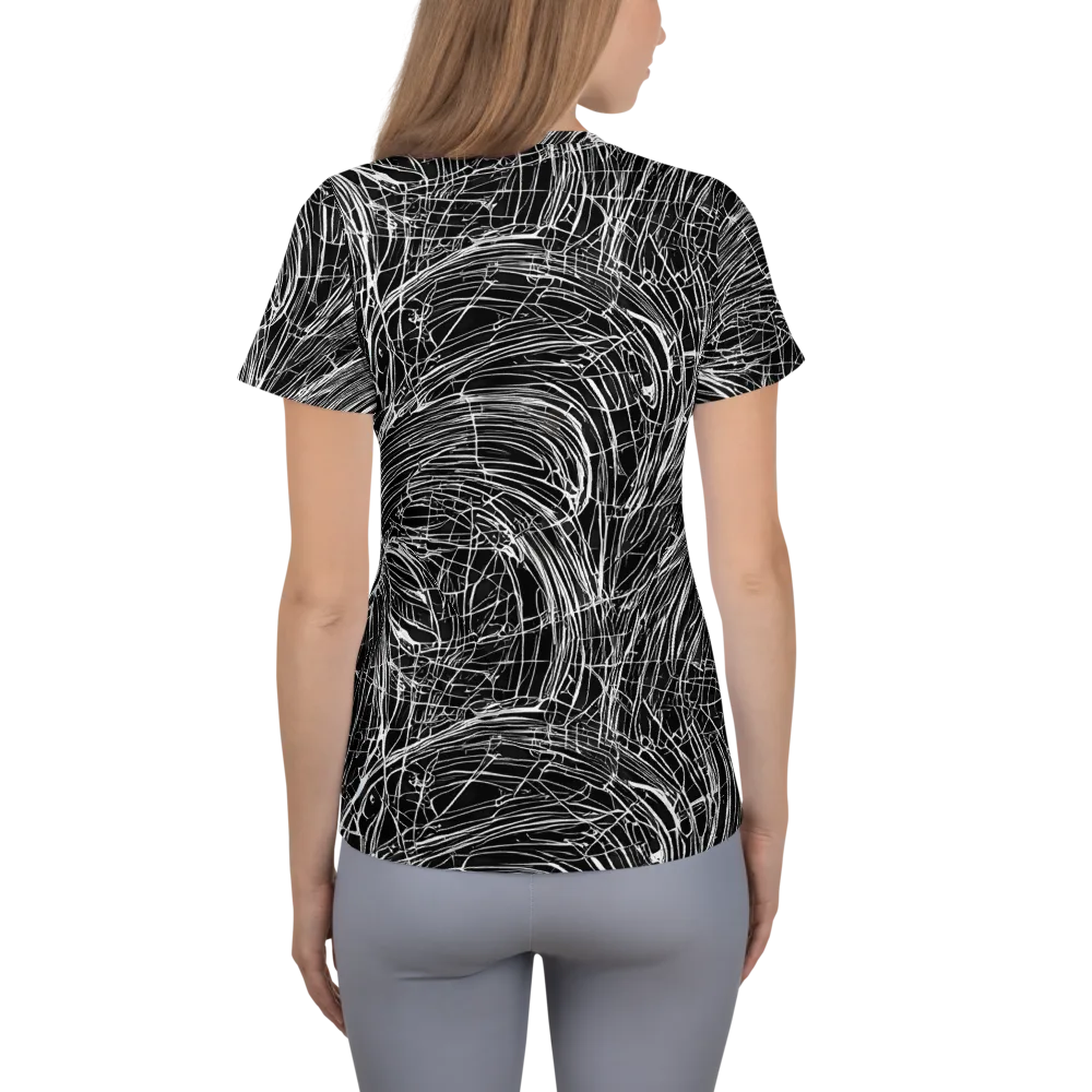 Biomech Spiral on Women's Athletic T-Shirt — Back