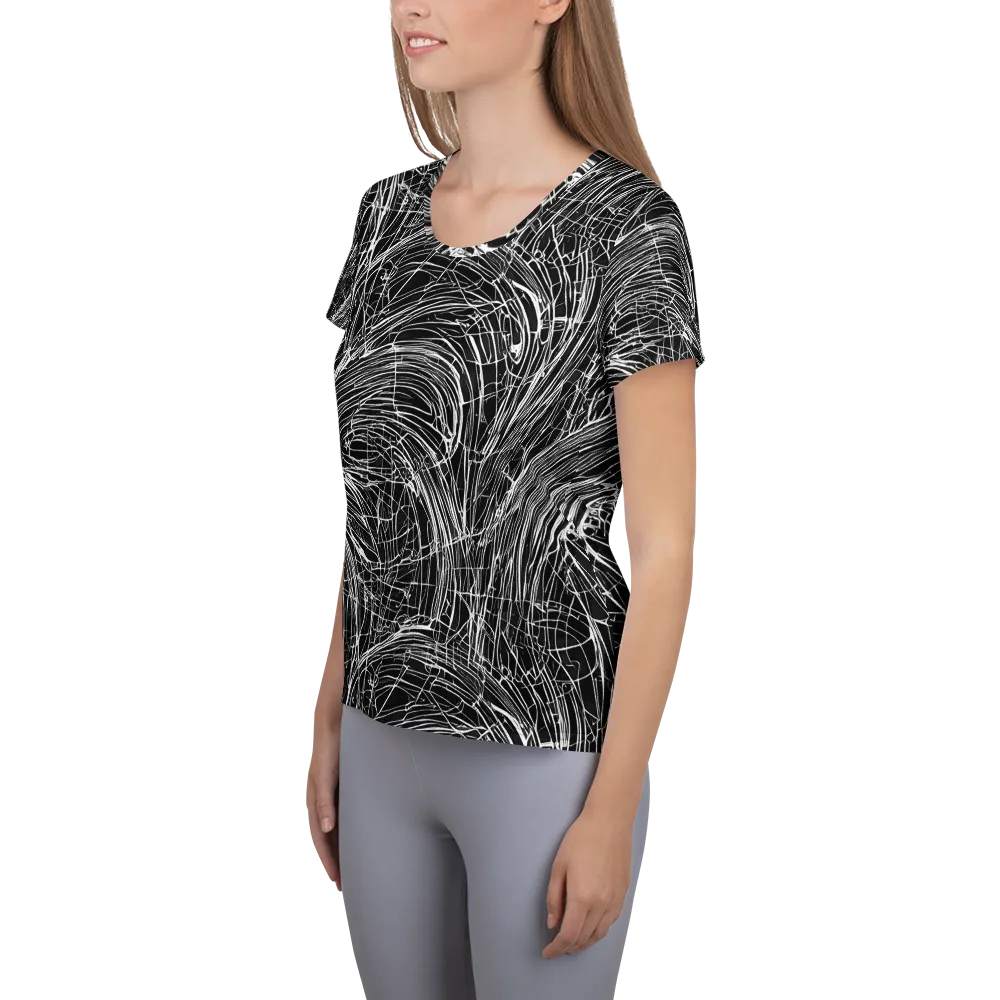 Biomech Spiral on Women's Athletic T-Shirt — Left