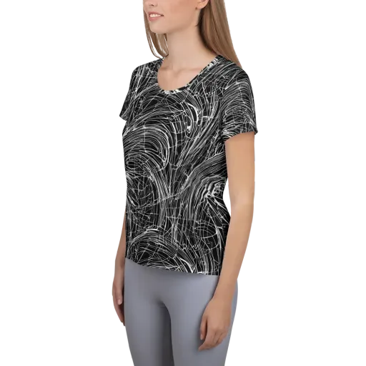 Biomech Spiral on a Women's Athletic T-Shirt